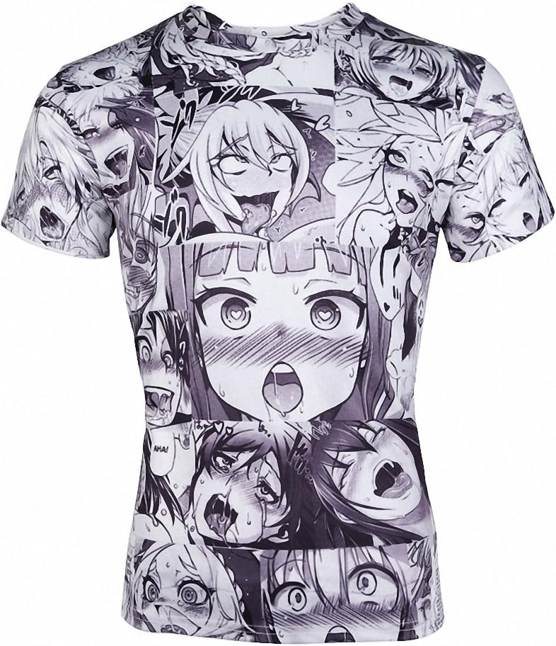 Print T Shirt Men Women Harajuku Face Red Woman T Shirts Funny Shy Girl Sexy Tops Summer Cute Clothing Dropship ahegao t shirt Asian L