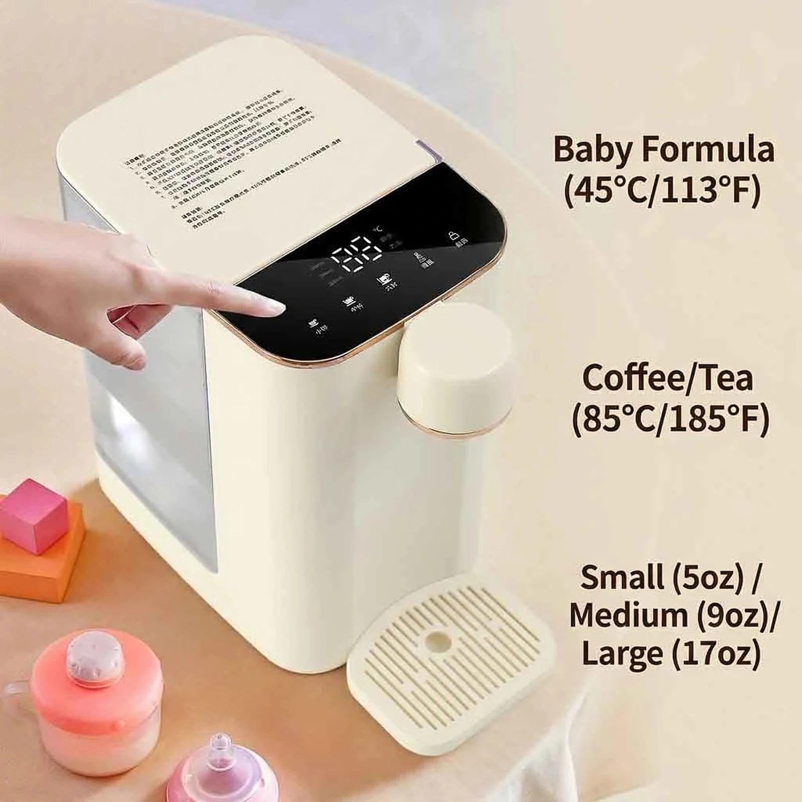 Dispensador De Agua Caliente Instantánea De 2000 W, Hervidor Eléctrico De 3 L Con Luz Nocturna Y Bloqueo Infantil, 5 Ajustes De Temperatura Y 3 De Volumen, Calentador De Agua De Sobremesa Para Té