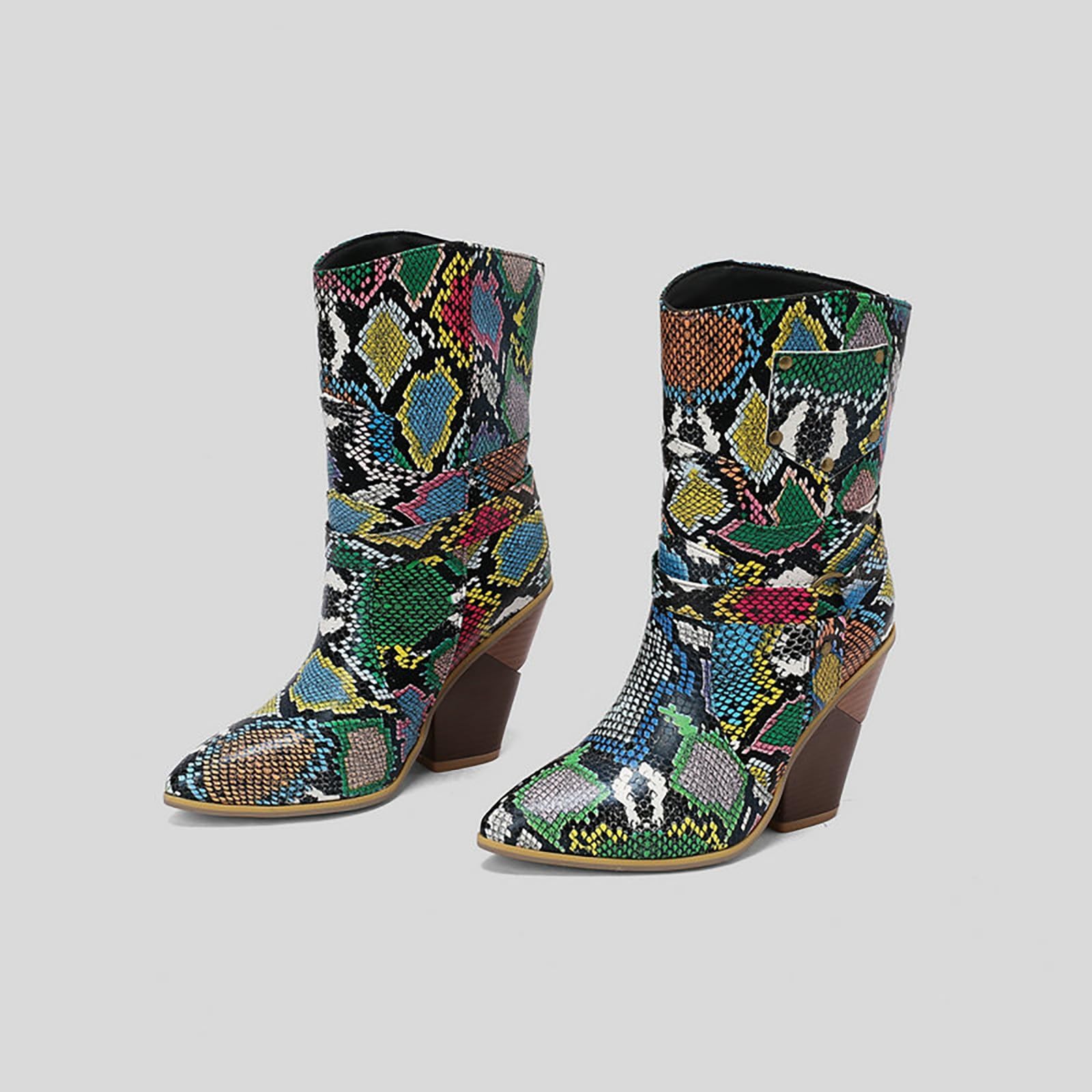 Stivali Camperos Donna Ricamati Stivali Donna Cowboy Scarpe Boho | Stivali Texani Autunno Inverno Moda Stivali Western Donna Similpelle Stivaletti Cowgirl Per Feste All Aperto