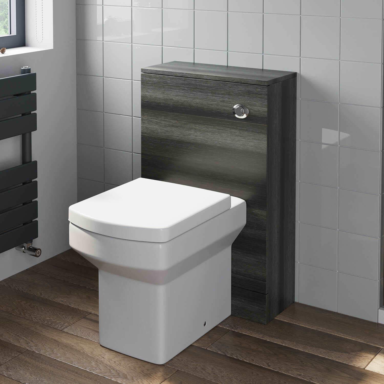 Artis Charcoal 500Mm Bathroom Toilet Btw Furniture Unit Square Pan S/Close Seat Grey