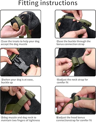 Miniatura 8 de HEELE Bozal para perro de tamaño mediano y grande, para dejar de morder, ladrar y masticar, suave y transpirable, bebible con lazo ajustable, bozal