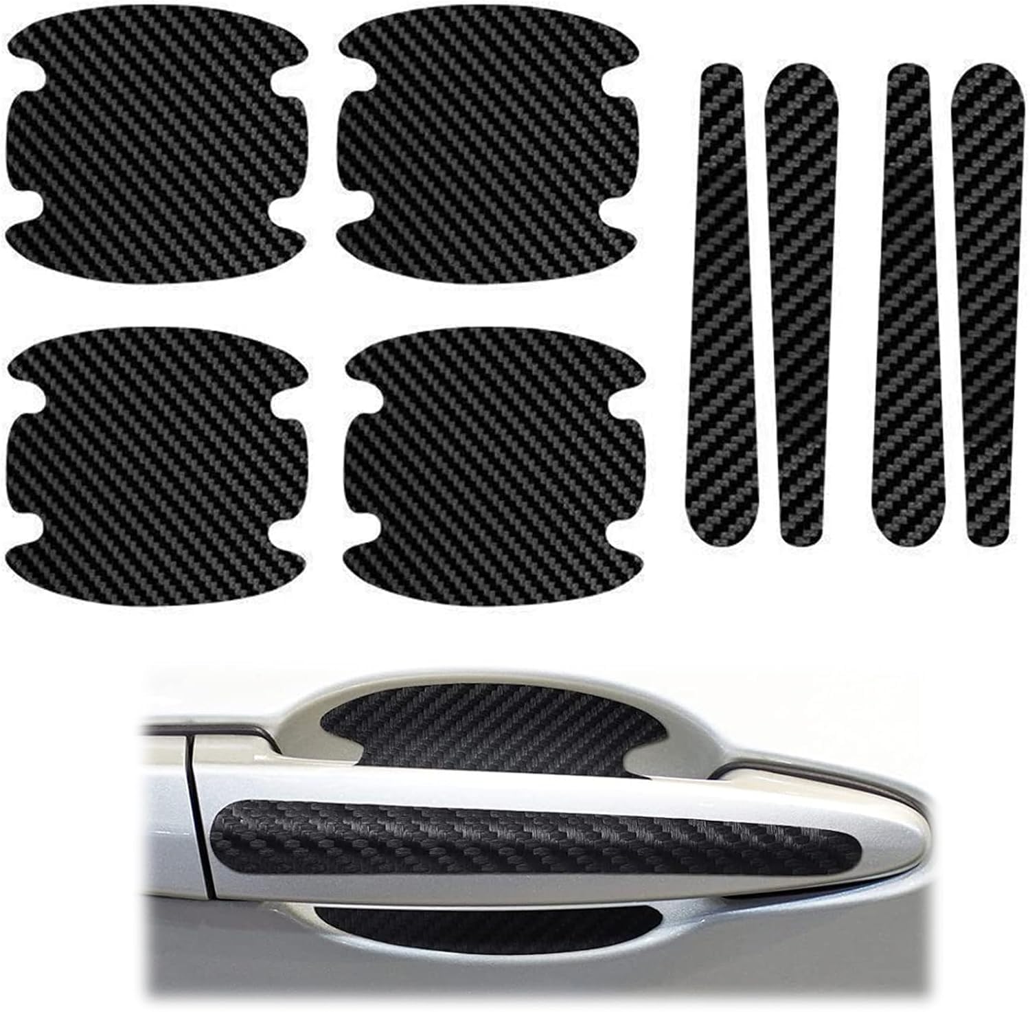 YDSTNiu 8Pcs Car Door Handle Protector for Mercedes A-Klasse | Typ W169 | Bj. 2004-2012 (3-türer), Carbon Fiber Scratch Guard Self-Adhesive Paint Protection Film Exterior Accessory
