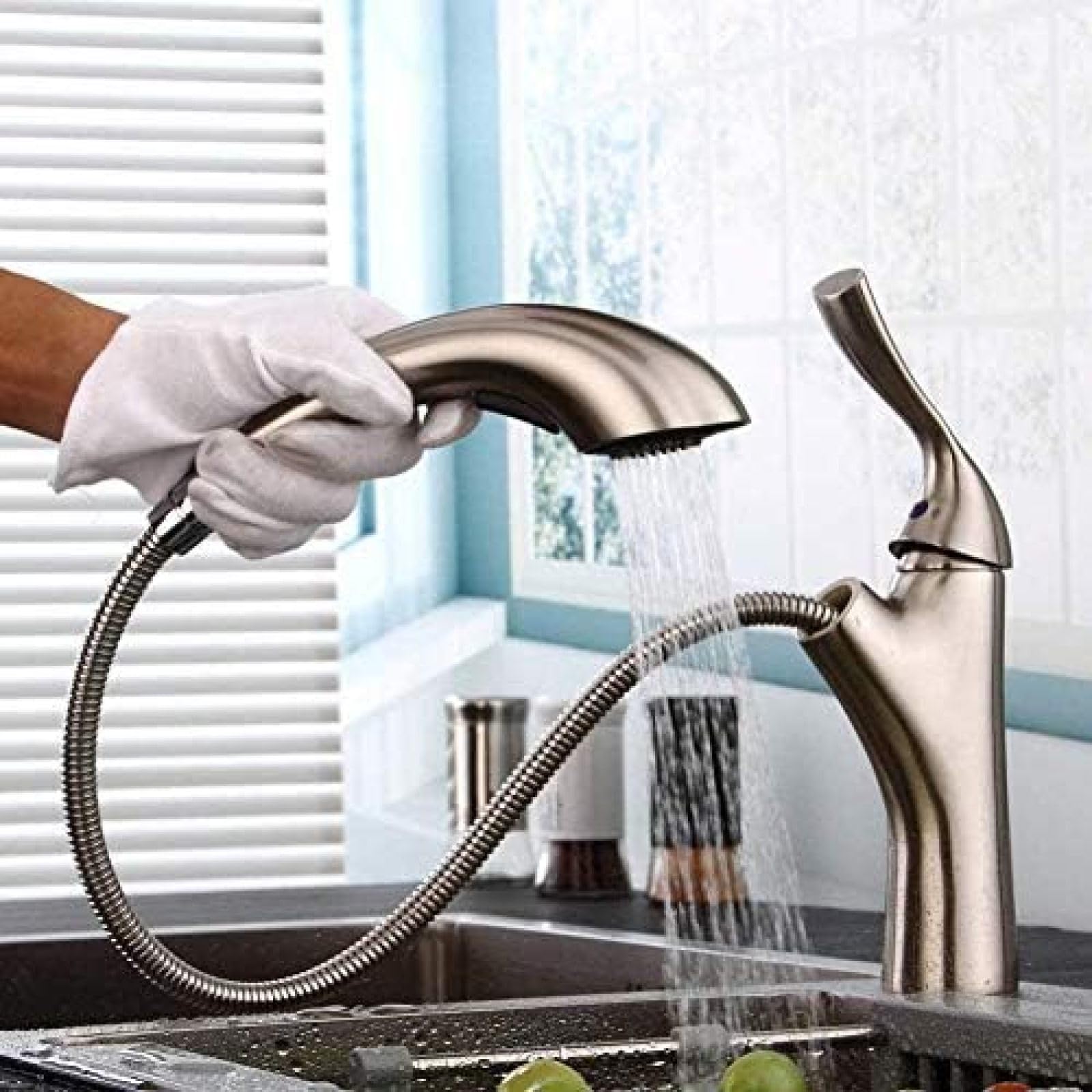 ZYCHSJXA Faucet Design Pull Out Brush Silver Kitchen Sink Mixer Tap Vanity