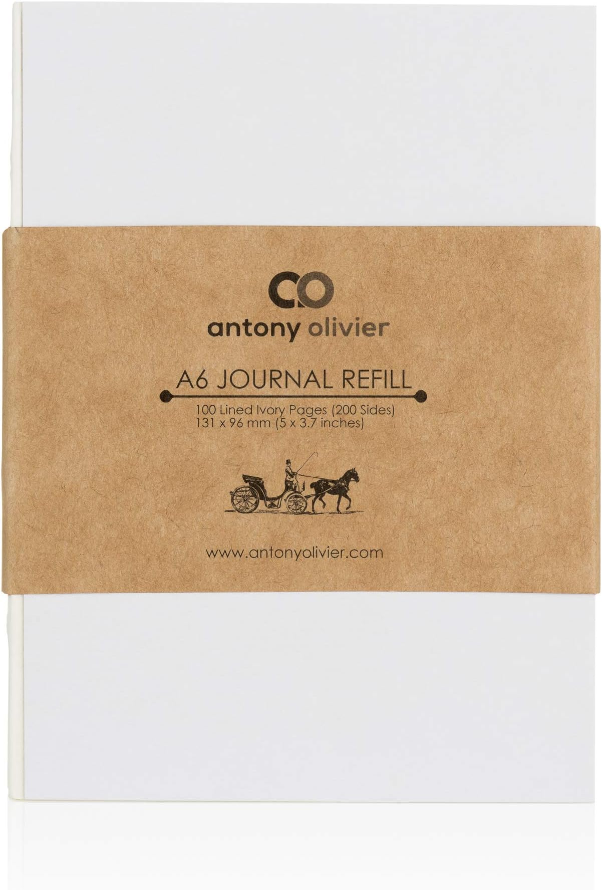 Notebook Refill Inserts by Antony Olivier | Lined Paper | 3-Pack | 100 Sheets Color Ivory (200 Pages) | Size A6 (131 x 96 mm)