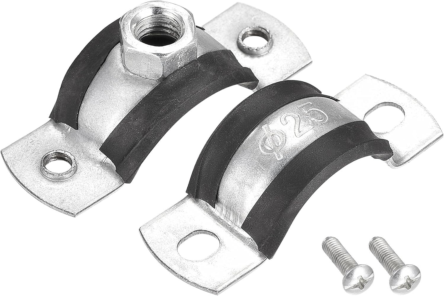 uxcell Adjustable Pipe Bracket Clamp, 1" (25mm) Wall Ceiling Mount Iron Pipe Strap Support 5pcs