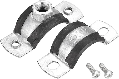 Miniatura 5 de uxcell Abrazadera de soporte de tubo ajustable, soporte de correa de tubo de hierro de montaje en pared de 1 "(25 mm) 5 piezas