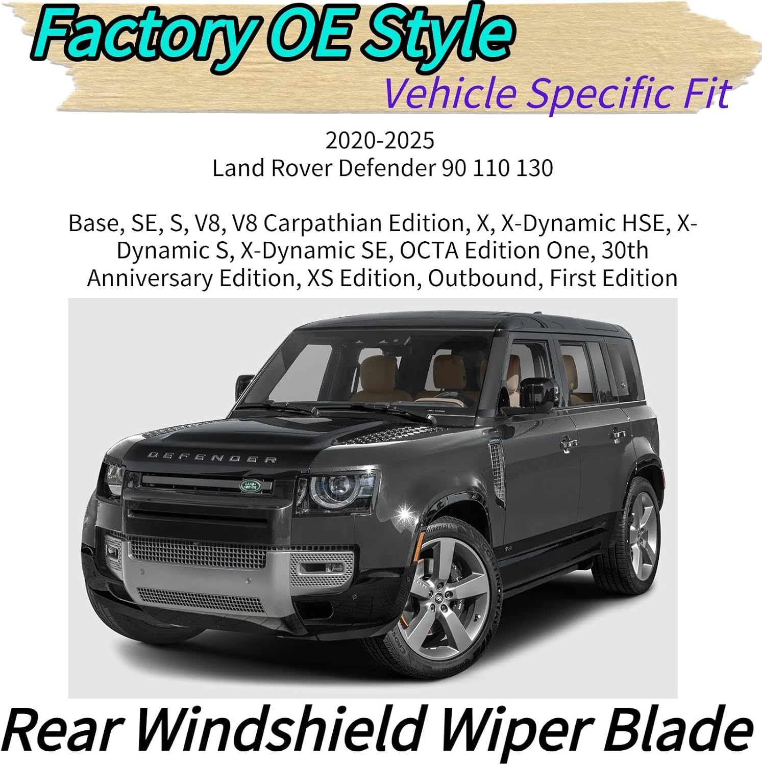 Rear Wiper Blade for Land Rover Defender 90 110 130 L663 SUV 2020-2025 for Base SE S V8 Carpathian X-Dynamic HSE Outbound Models | Rear Back Windshield Wiper Blade for 2024 2023 2022 2021 2020
