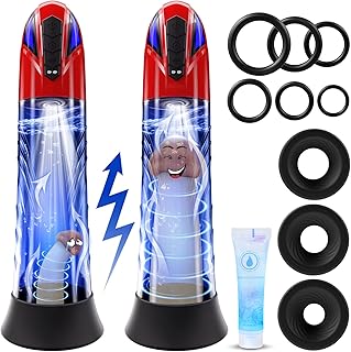 Penis Pump Male Sex Toys - Electric Dick Pump Penis Extender with 10 Erection Training Modes, Cock Pump Automatic Male Masturbator Adult Toys for Men Sex Toys - Pumps & Enlargers with 6 Cock Ring