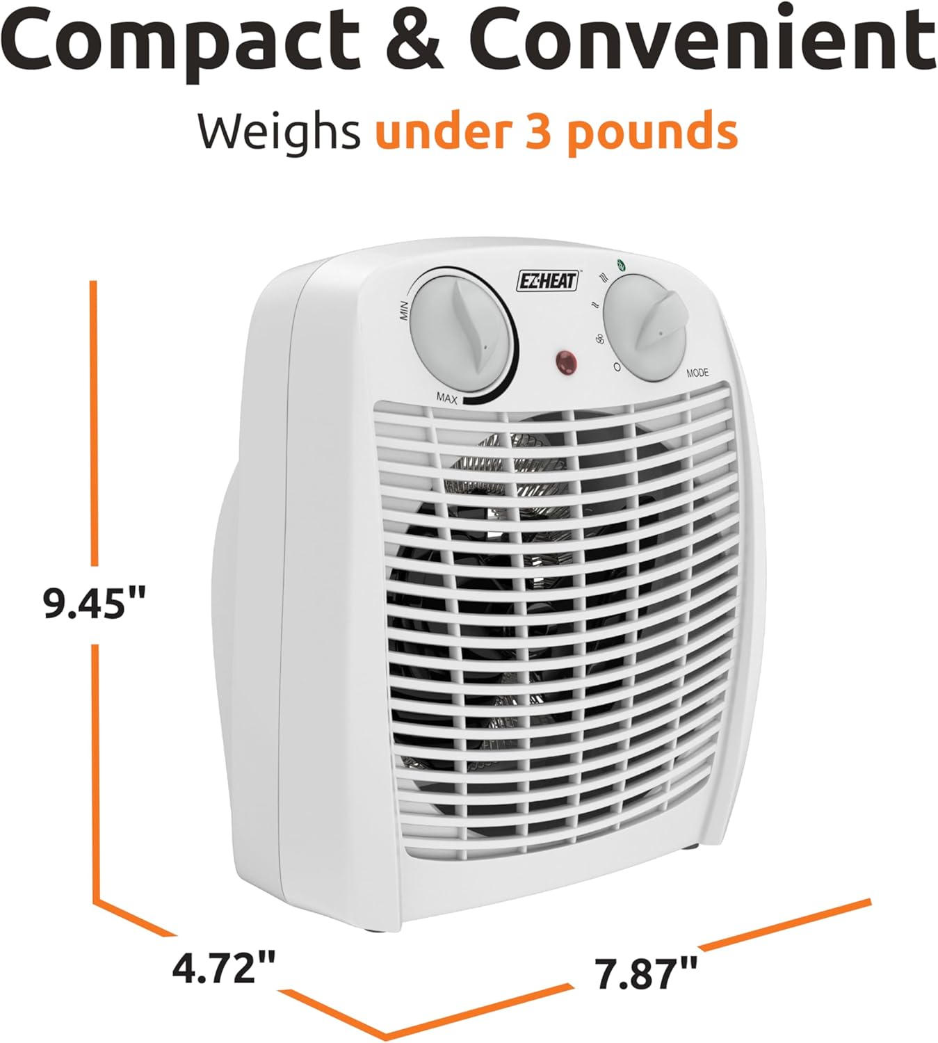 EZ-HEAT 750/1,500 Watt Portable Indoor Space Heater with Adjustable Thermostat, Overheat Sensor, Safety Tip-Over Switch, & Stay Cool Housing, BNS-15K