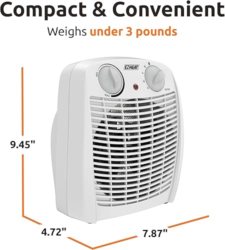 Miniatura 6 de EZ-HEAT Calentador de espacio portátil para interiores de 7501,500 vatios con termostato ajustable, sensor de sobrecalentamiento, interruptor de