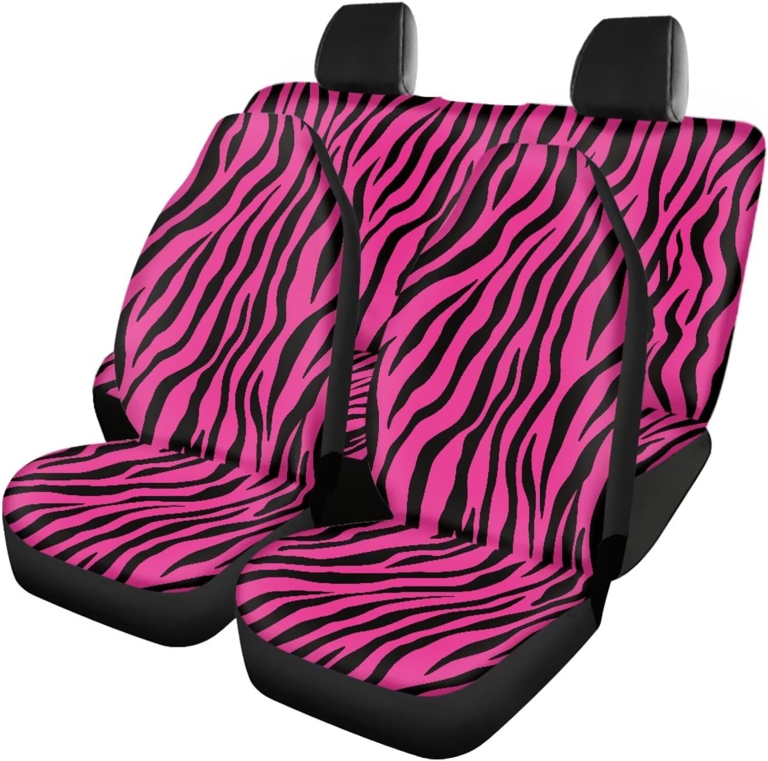 Pensura Automotive Car Seat Covers Full Set Pink Zebra Stripes Breathable Car Seat Covers Font Rear Set Front and Back Seats Protectors Covers Fit Most Car Truck Van SUV