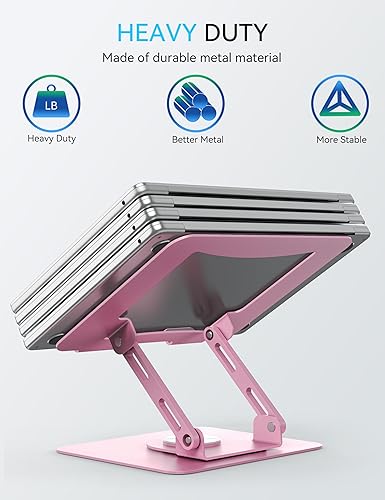 Miniatura 6 de SOUNDANCE Soporte para Laptop con Base Giratoria de 360°, Elevador Ergonómico de Computadora para Escritorio, Altura Ajustable Multi-Ángulo, Soporte