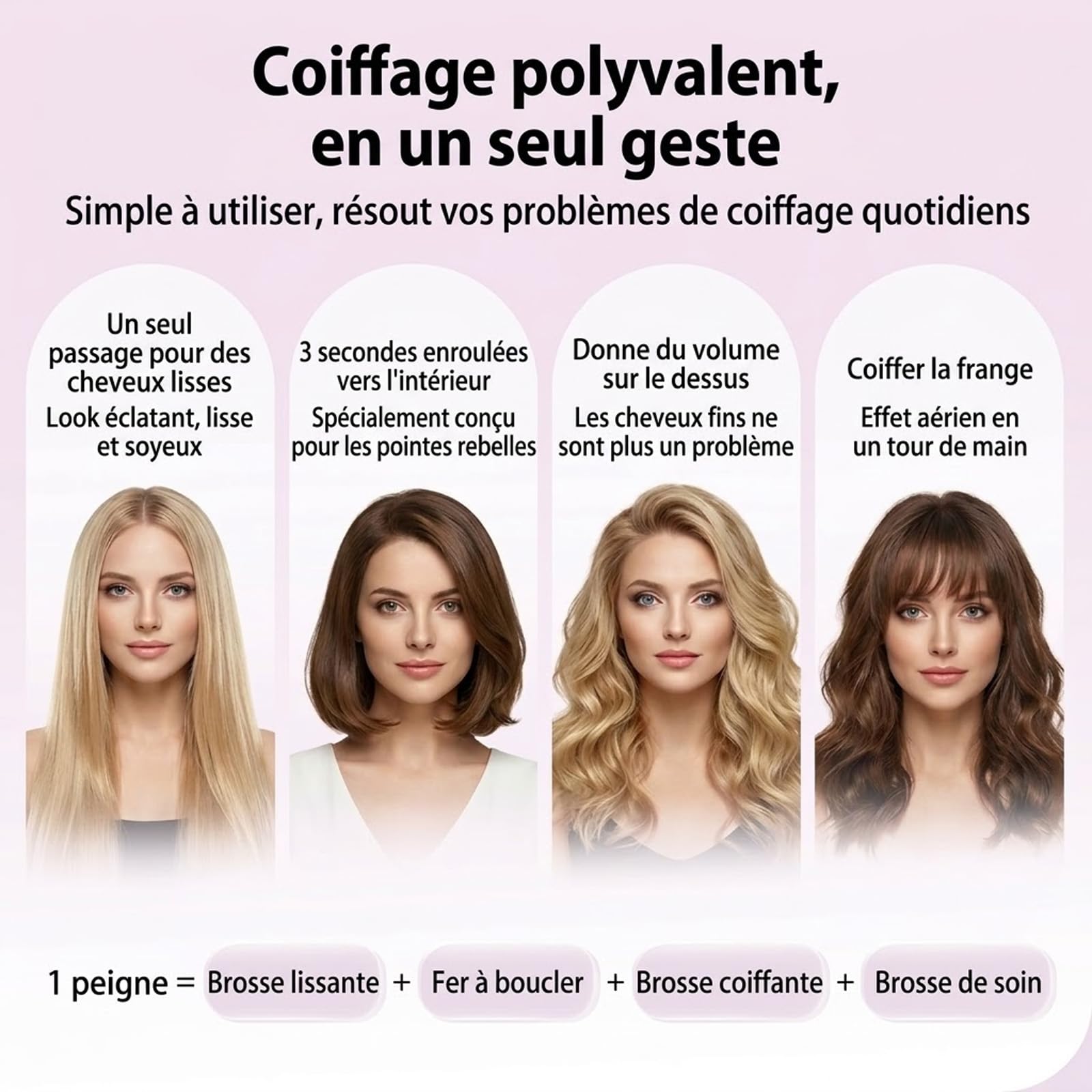 Brosse Coiffante Cocoony Cheveux Courts Volume, Cocoony Brosse À Cheveux, Créez Rapidement Une Coiffure Raffinée, Volume Durable, Design Sans Fil Et Portable (Noir)