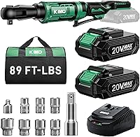 Vista 12 de KIMO - Llave de trinquete inalámbrica de 20 V, juego de 1/2 pulgada, llave de trinquete eléctrica de 74 Ft-lbs 400 RPM, trinquete a batería con 7