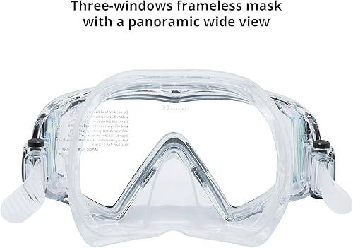 Miniatura 4 de Pano - Máscara de buceo de 3 ventanas, vista panorámica, vidrio templado antivaho - Máscara de buceo, máscara de buceo, máscara de esnórquel para