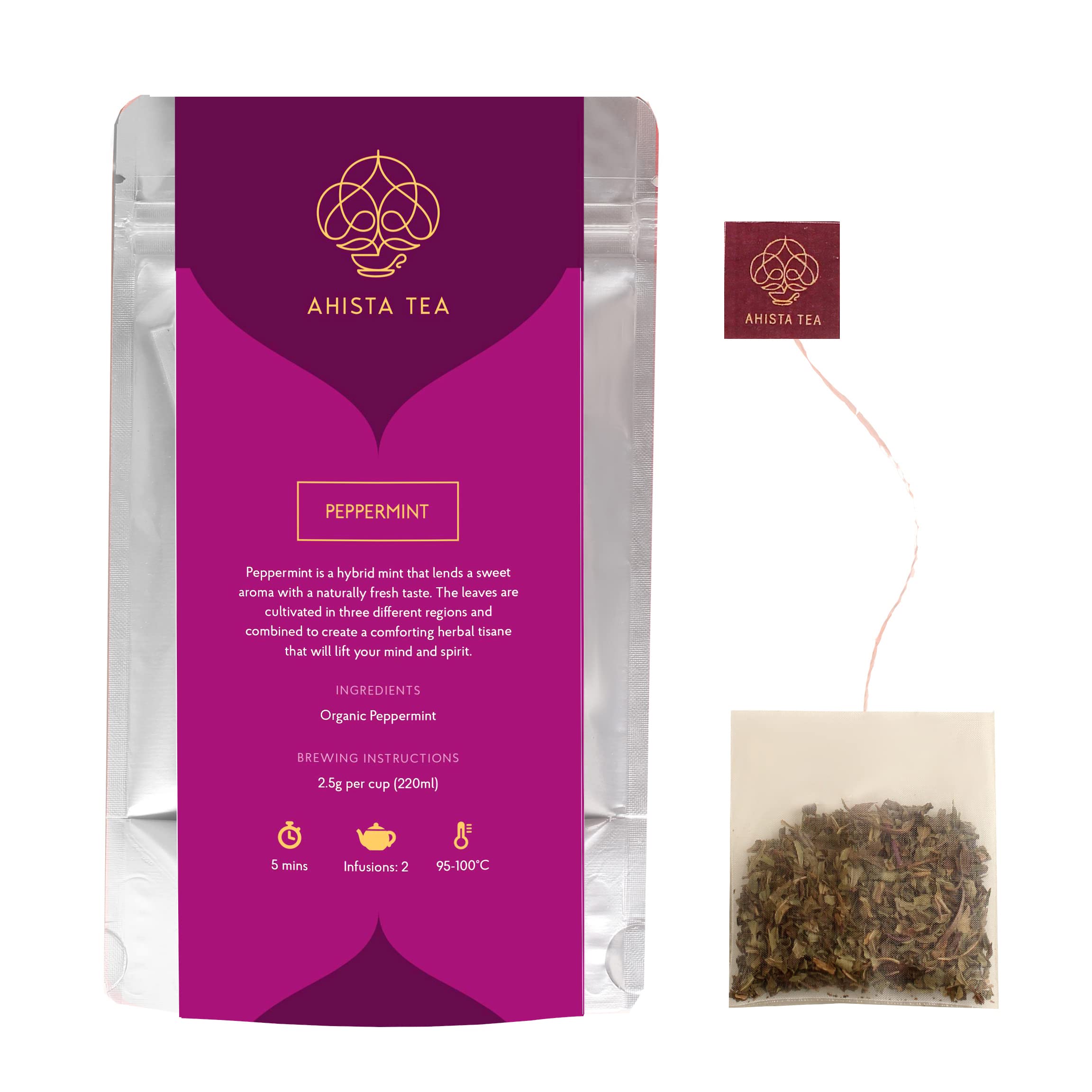 Ahista Tea | Peppermint Tea | 15 Tea Bags | Mint Tea | Cooling Tea