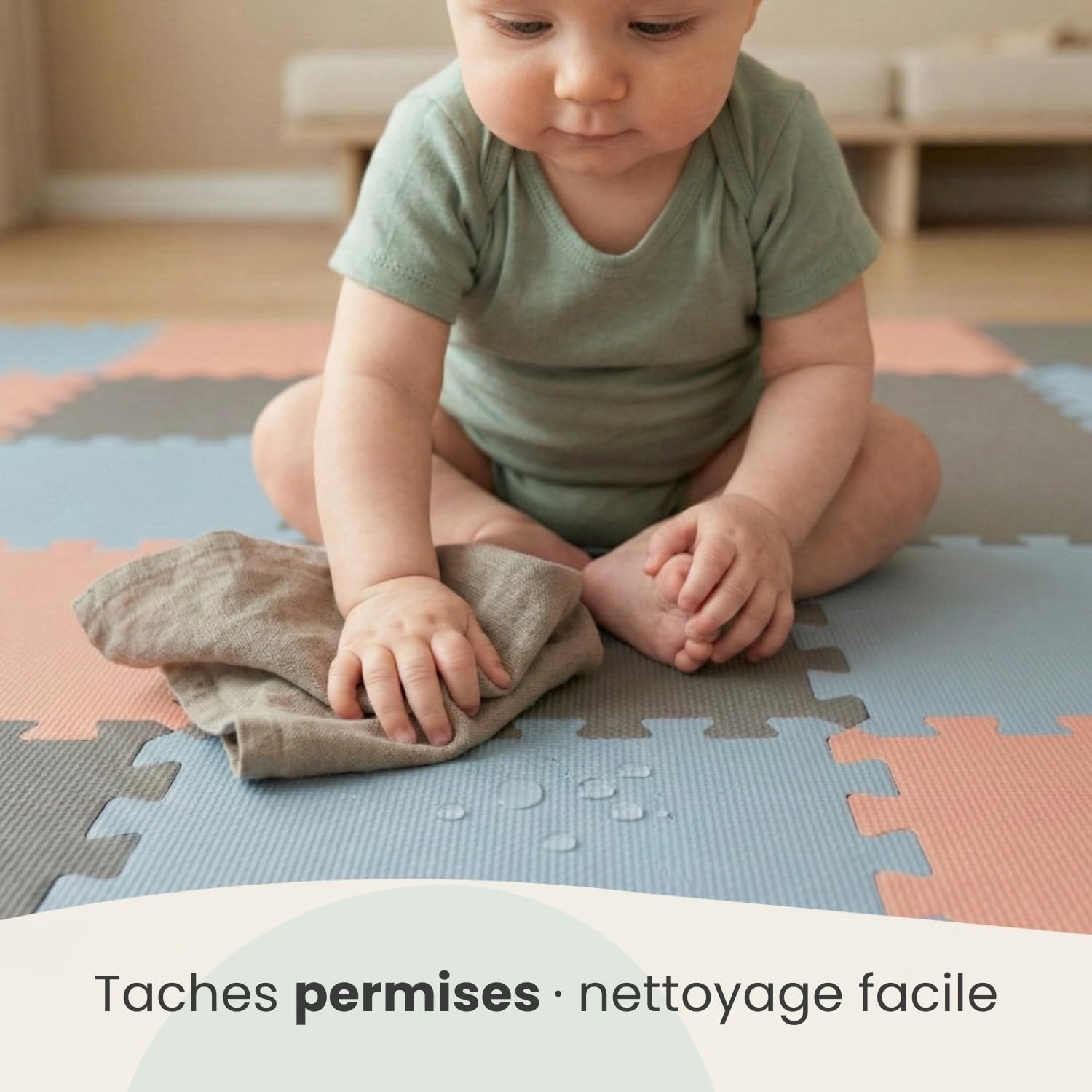 LittleTom 27 Pièces Tapis Puzzle Enfant - Certifié TÜV - 30x30 cm Dalles en Mousse EVA avec Bordures - Surface de Jeu pour l'Éveil - Carrés Puzzle Antidérapants - Revêtement pour Chambre des Petits - 5
