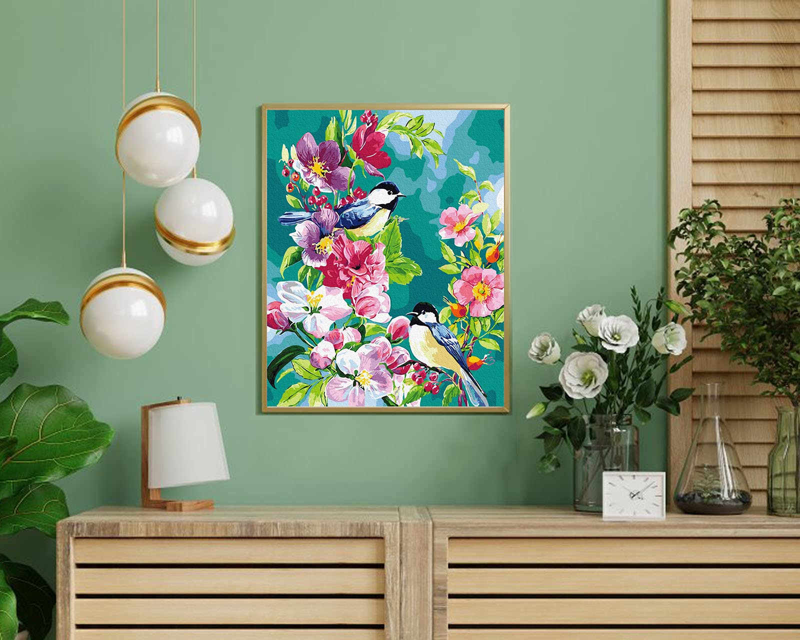 Loisir Créatif Peinture Kit Peinture Par Numéros Adulte - Oiseaux Chantants  Et Fleurs - Toile 40x50 Cm - Grebesty Décoration Murale DIY, image size:1600x1280