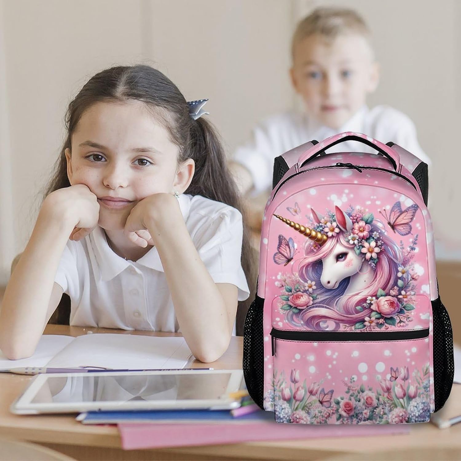 Mercuryelf Unicorn School Backpack for Girls - Kids Backpacks 17 Inch Multi Pockets Bookbag for Kindergarten Middle Students image 5