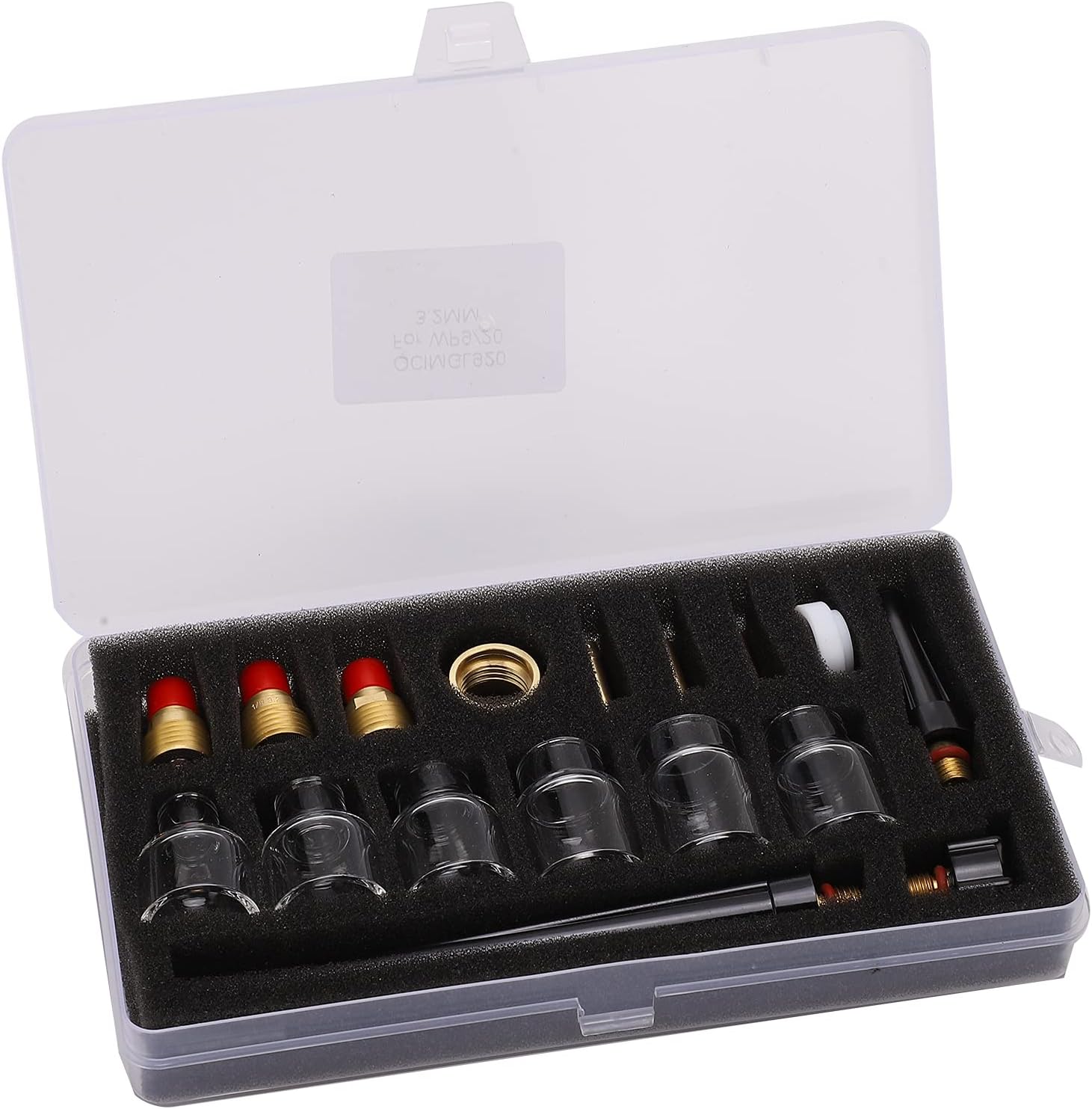 Welding Torch Stubby Gas Lens Glass Cup Kit, Brass Consumables Glass Cup Nozzle 2mm for WP9 / 20