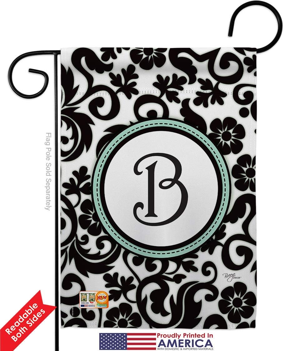 Damask B Initial Garden Flags Pack Monogram Country Living Simply Beauty Floral Vintage Letter Everday Classic Support Our Troops Small Gift Yard House Banner Double-Sided Made In USA 13 X 18.5