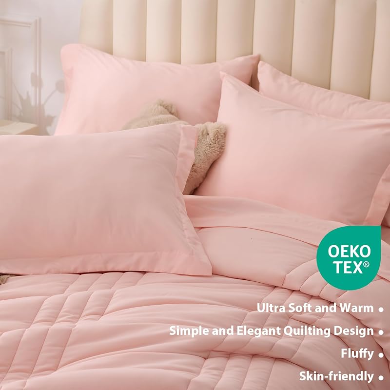 Velorose King Size Comforter Set Pink, 7 Pieces Bed in a Bag Bedding Set image 5