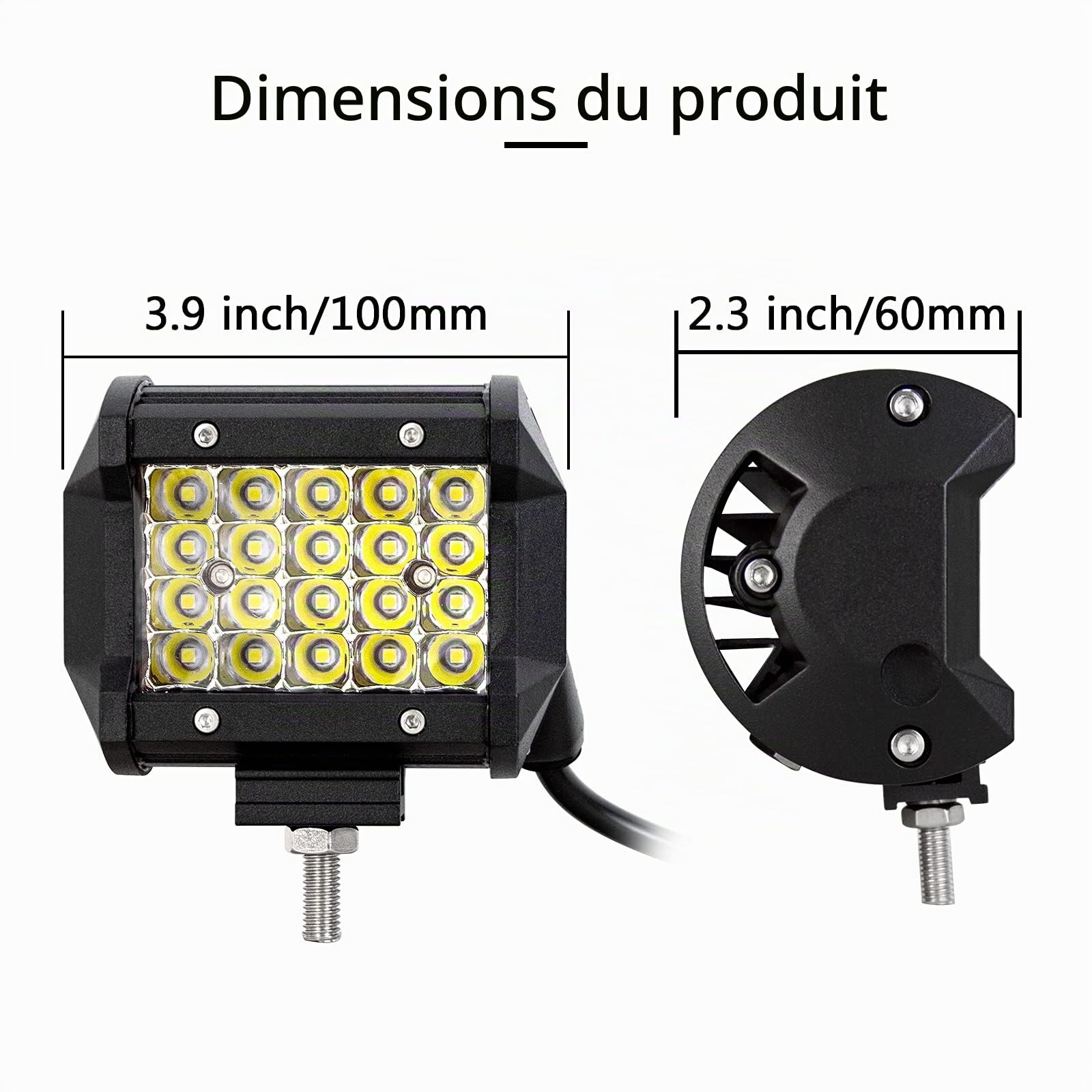 SKYWORLD Barre Led Incurvé 80cm 405W avec 2 x Spot Feux Led et 12V Câblage | Longue Portée Barres Lumineuses, 10cm 60W Spot Feux Antibrouillard pour 4x4 Offroad Voiture Véhicule Camion Tracteur Quad