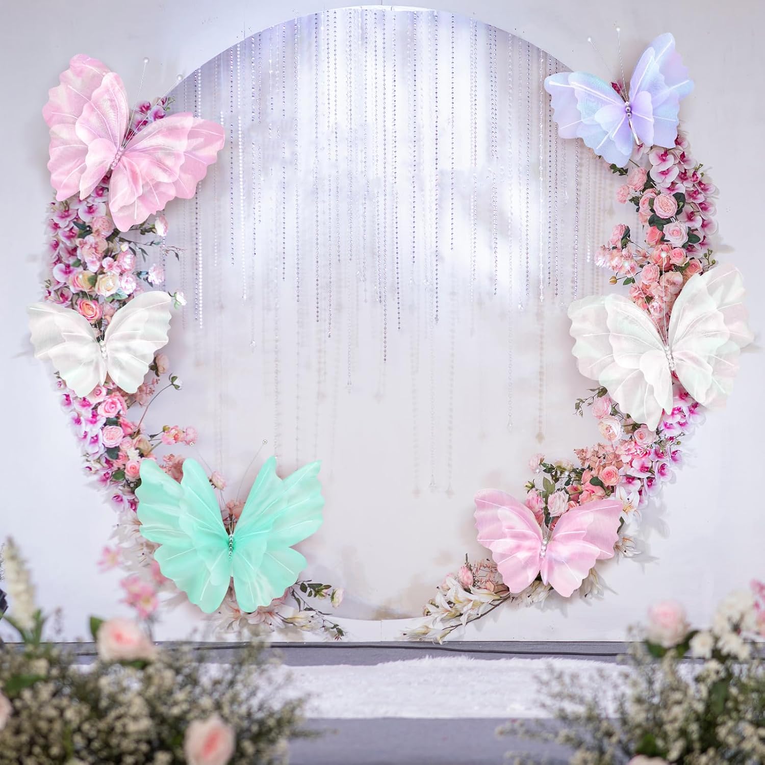 Geelin 6 Pcs Large Pastel Butterfly Decorations Mariposas Grandes para Decoracion 20 Inch 12 Inch Colorful 3D Silk Butterflies Decor for Baby Shower Birthday Party Wedding Decor, Assorted Color