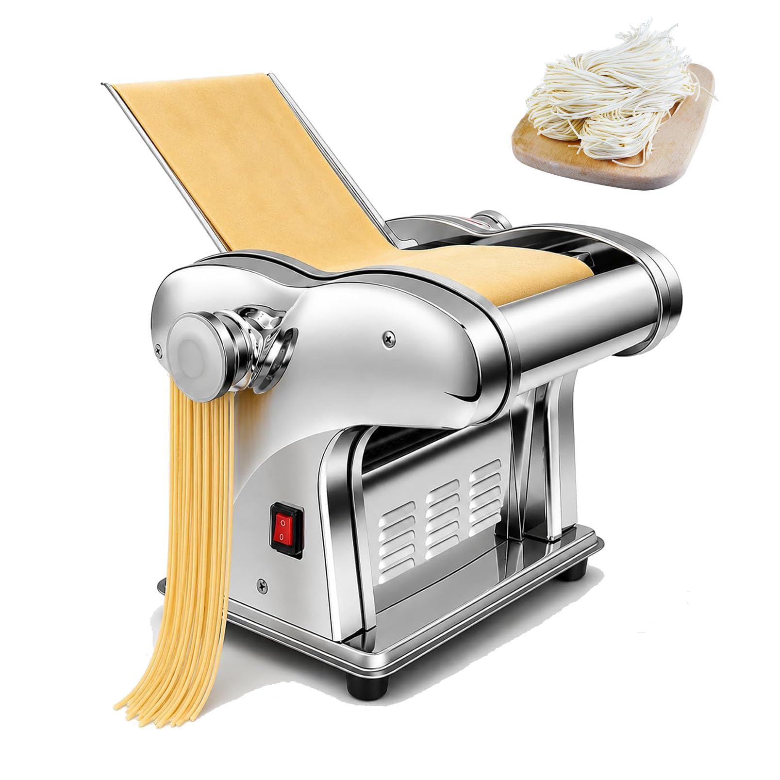 Machine à pâtes électrique, 4 couteaux de coupe pour pâtes fraîches, spaghettis, fettuccines et lasagnes - Facile à utiliser, parfait pour la cuisine maison et les plats italiens authentiques