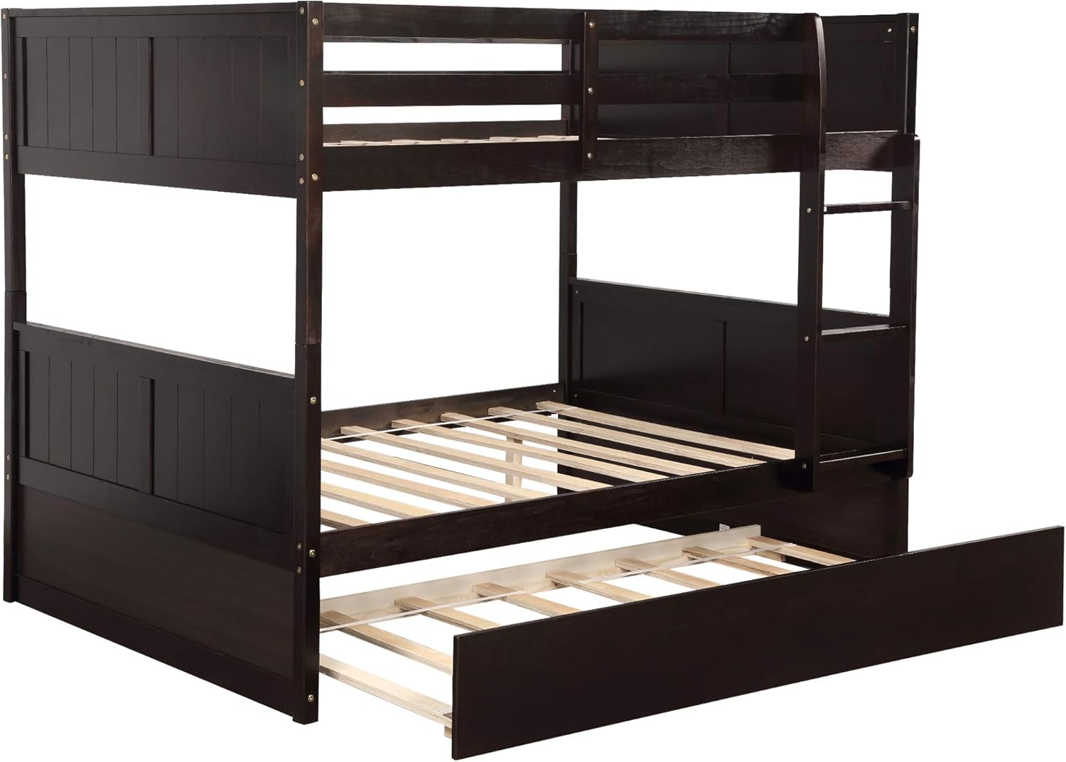 Harper & Bright Designs Full Over Full Bunk Bed for Kids Teens, Detachable Wood Full Bunk Bed Frame with Twin Trundle