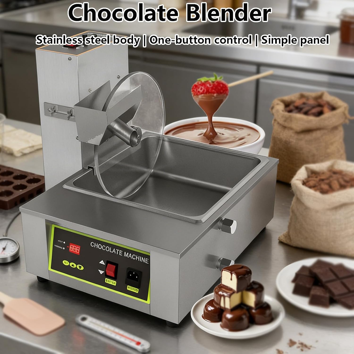 Chocolate Melting Pot, 8/12lb Capacity with Rotating Mixing Wheel & Built-in Faucet, Perfect for Professional Bakeries Candy Making Chocolate Tempering Molding 12kg
