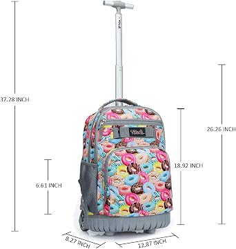 Tilami Rolling Backpack 18 inch Wheeled Backpack School College Student Travel Trip Boys and Girls, Doughnut, OneSize, Custom