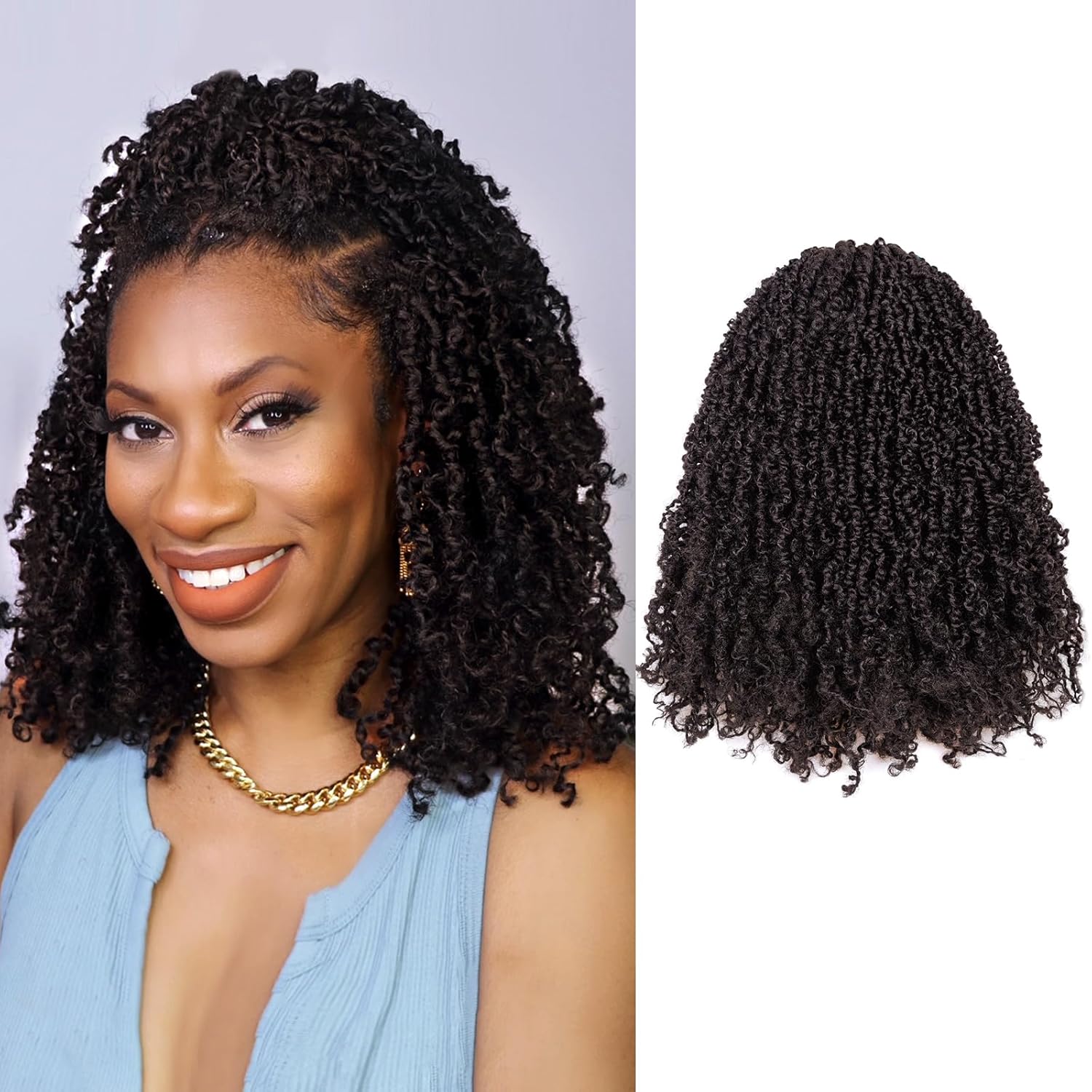 ToyoTress Yanky Twist Crochet Hair – 12 Inch 8 Packs (30 Strands/Pcs) Fluffy Spring Mini Twist Passion Twist, Medium Brown Pre-Looped Crochet Braids Braiding Hair (12 Inch, 4#-8P)