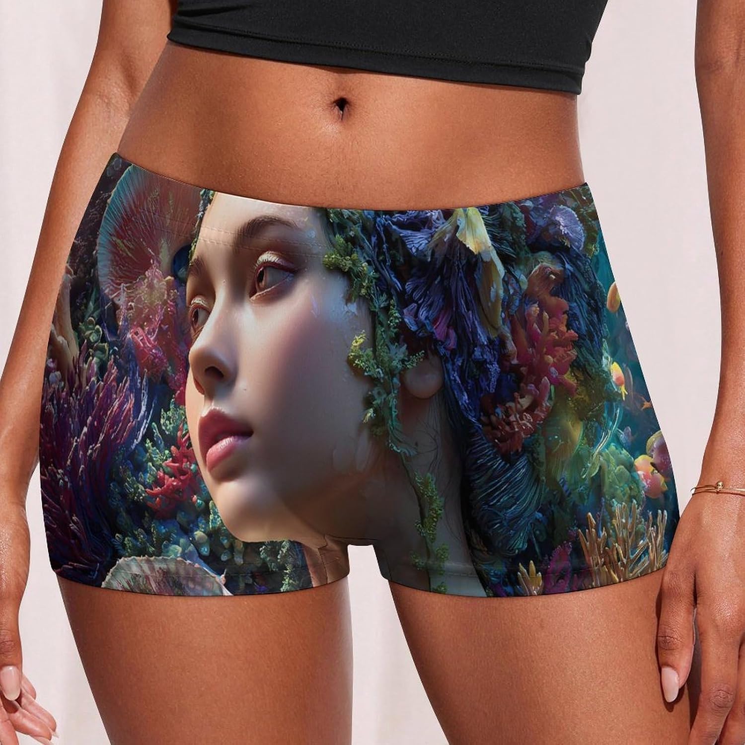 Sea Beautiful Princess1 Funny Women's Boxer Briefs Breathable Underpants Trunks Stretch Underwear
