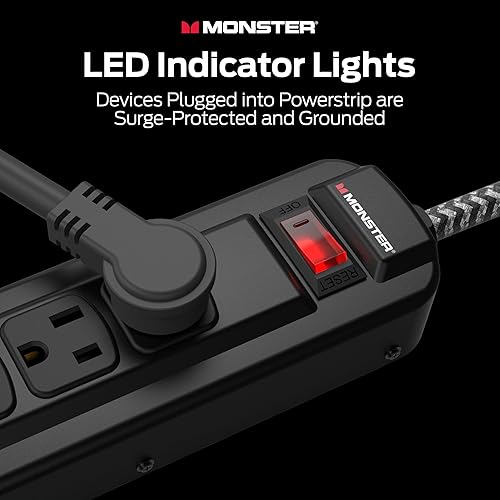 Miniatura 8 de Monster Pro MI - Regleta de protección contra sobretensiones profesional con tecnología MOV ignífuga para computadoras, amplificadores, placas de