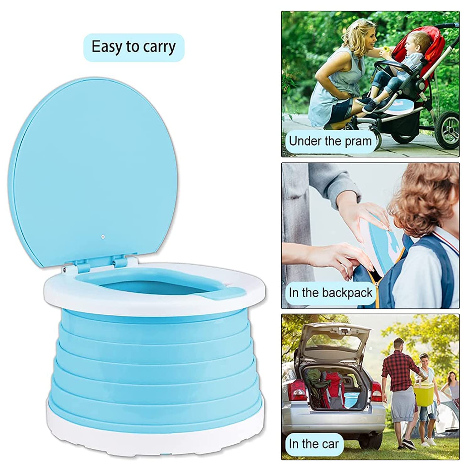 Vasino Portatile Pieghevole Per Bambini | In ABS | Con Sacchetti E Borsa | Per Viaggi E Esterni - Foto 10