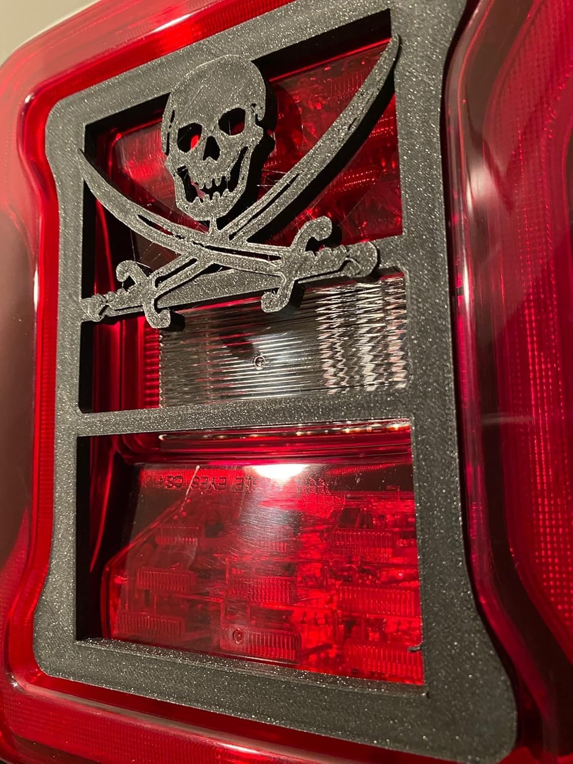 Pirate Skull w Swords 3D for Jeep Led Version JK/JKU/JL Rear Tail Light Covers (2019-2026) Led Version pirates skeleton Har Har Har