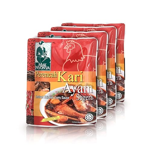 Mak Nyonya Salsa instantánea de curry de pollo (7 oz, 4 paquetes) Auténtica comida asiática (estilo nyonya) Pasta de curry de pollo para preparar