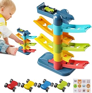 Xijobido Kleinkinder Autorennbahn - Rennwagen Set | Interaktives Rampenset Zur Förderung Motorischer Fähigkeiten Lernspielzeug Für Kinder Ab 3 Jahren