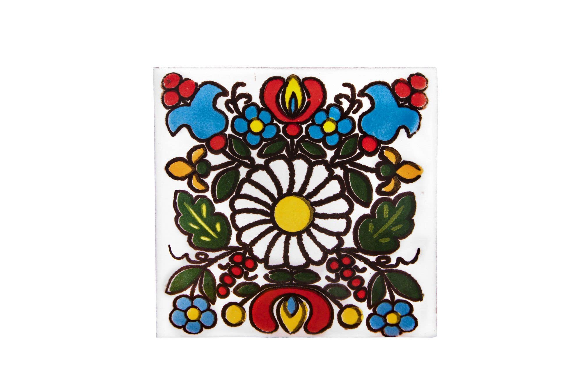 Cerames azulejos de mosaico Talavera Kociewski - 30 azulejos decorativos de cerámica mexicana para baño, ducha, escaleras, pared posterior de la cocina | azulejos de mexicanos 10,5x10,5 cm