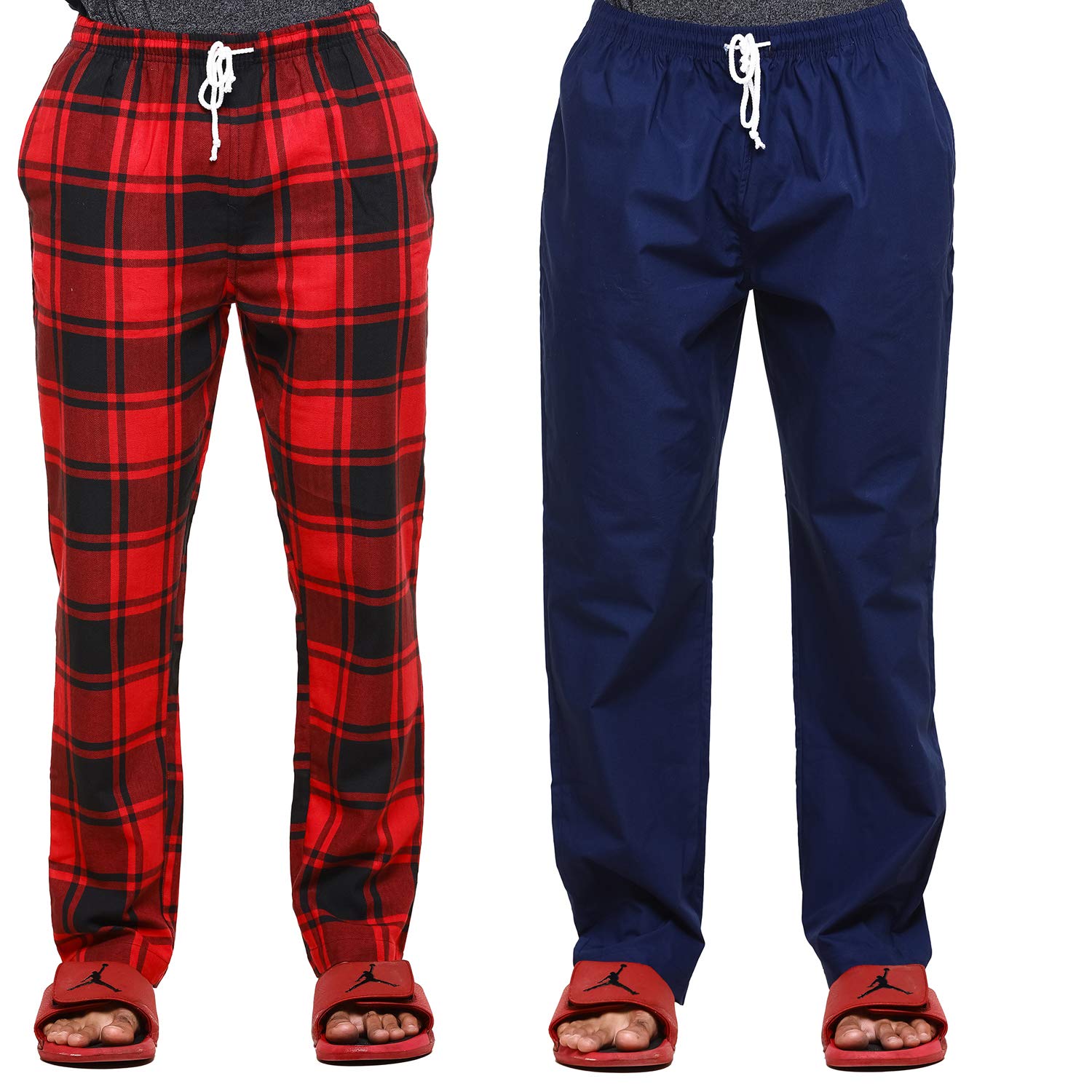 champa Men's Cotton Checkered and Solid Pyjama Pant | Pack of 2 Color & Print May Vary Multicolour-picture-22