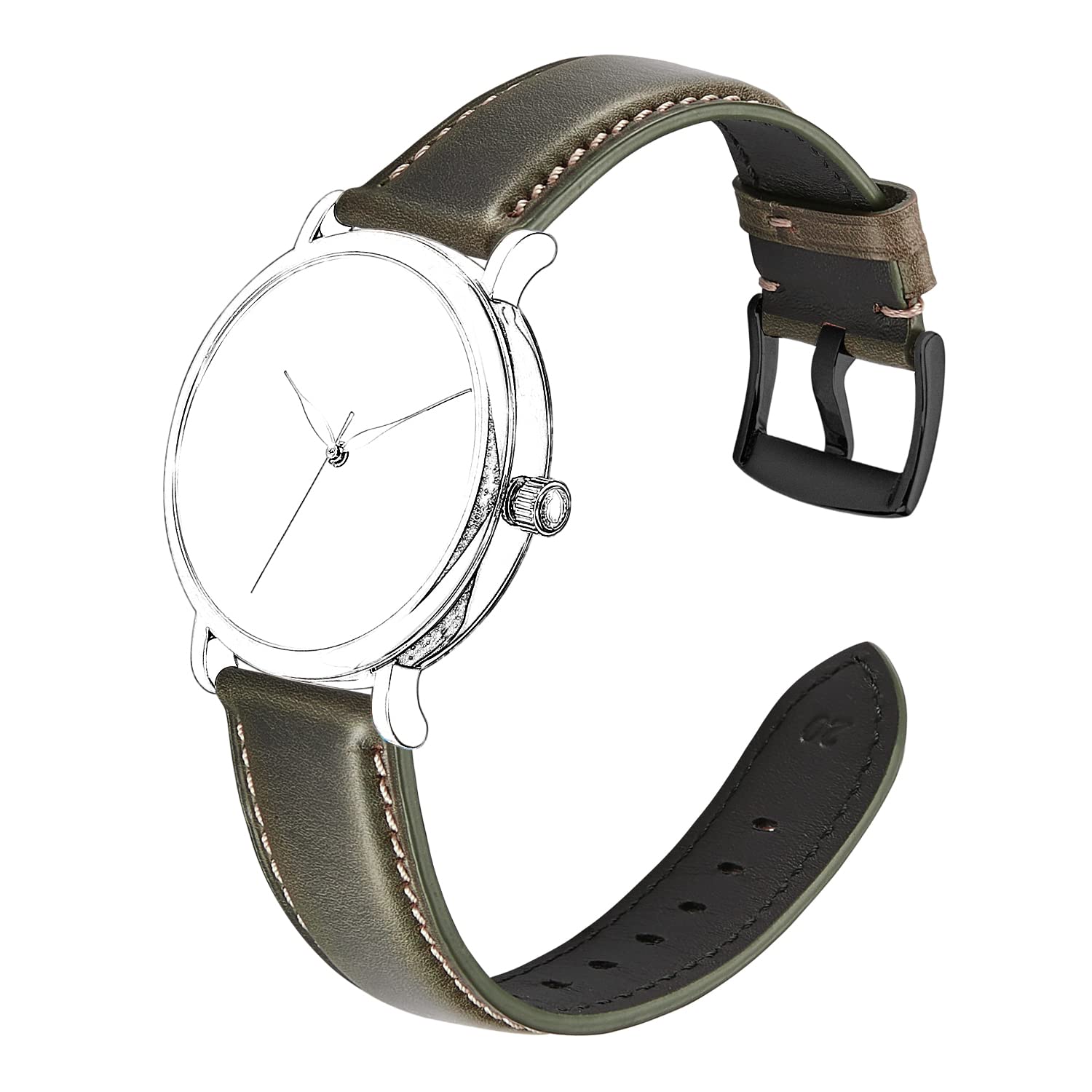 AvohomeGenuine Leather Watch Band,Horween Cowhide,Quick Release,Black Buckle,6 Colors,18mm 19mm 20mm 21mm 22mm