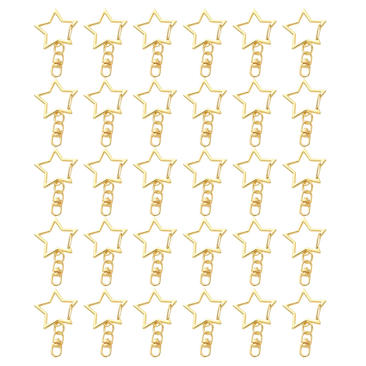 WUFGWBD 30 Pieces Of Golden Star Buckles, Simple Metal Buckles, Carabiner Buckles, Diy Jewelry Accessories, Creative Decorative Buckles, Bag Hanging Buckles