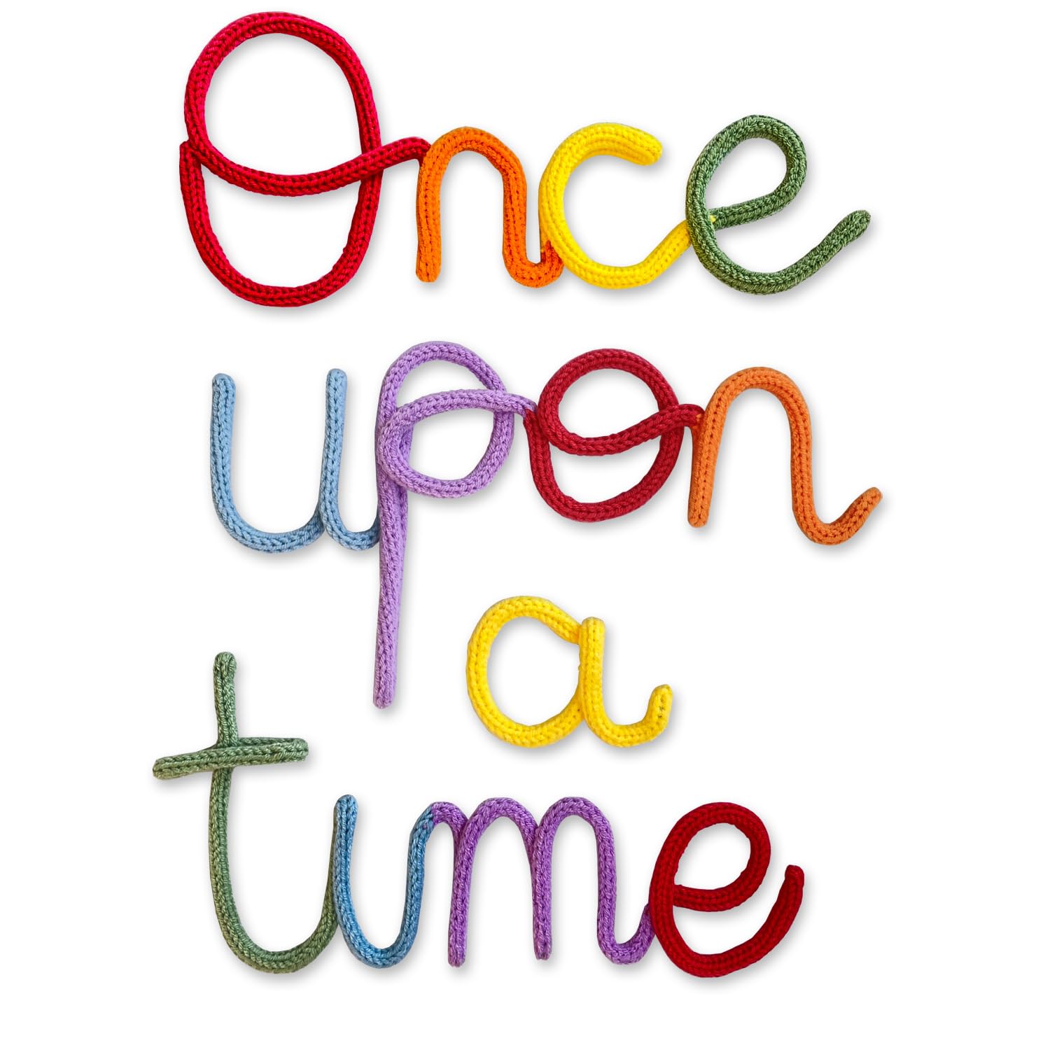 Handmade Storytime Wall Sign-Knitted Wire Storytime Sign Reading Corner Sign Decor story time wall sign wire Letters Book Corner Decor for Kids Room Nursery & Playroom (Rainbow Once)