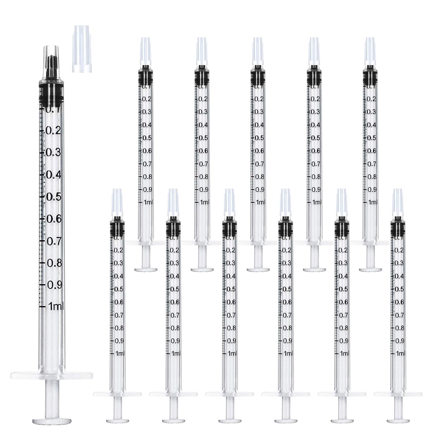 1 ml Syringe Without Needle, Syringe for Liquid with Cap, Oral, Scientific Labs, Measurement, Pack of 30