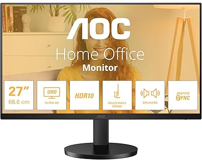 AOC U27B3AF - Monitor UHD da 27 pollici, altoparlanti, altezza regolabile, HDR10