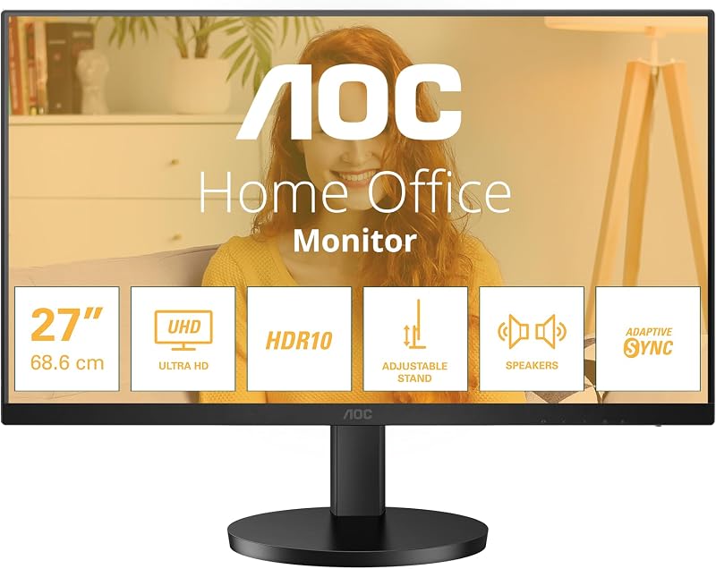 Monitor de computadora aoc 68,6 cm (27") 3840 x 2160 píxeles 4k, w128925044 ((27) 3840 x 2160 píxeles 4k ultra hd led negro)