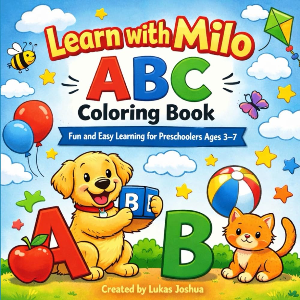 Learn with Milo ABC Colouring Book: Fun and Easy Learning for Preschoolers Ages 3–7
