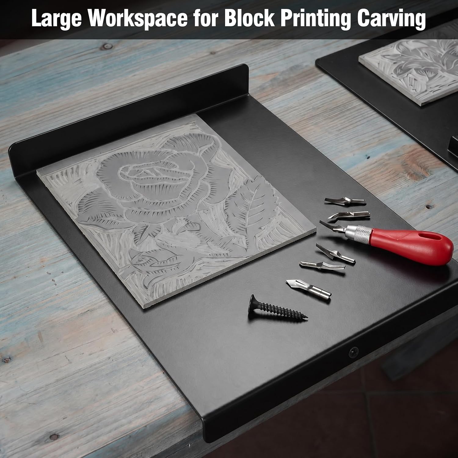ElaraBerry 14.5 x 12.5'' XL Metal Bench Hook Inking Plate Printmaking Tool