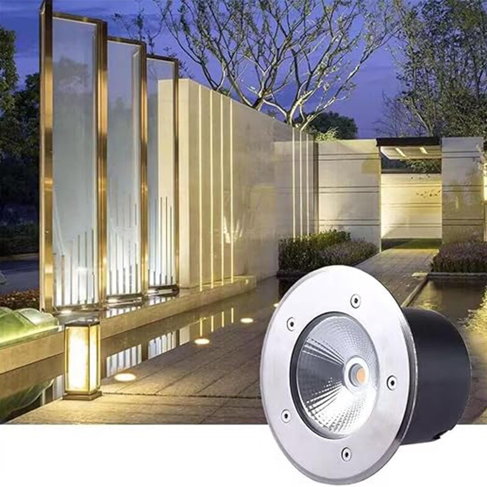 Luces De Paisaje - Foco LED Empotrable De Suelo, Luz Subterránea Impermeable IP67, Luces De Suelo Para Exteriores Jardines Patios AC85-265V, Para Hoteles, Villas(Warm White,10W)
